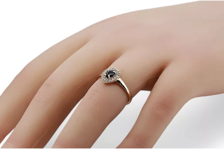 Vintage Sapphire Ring in 14K Rose Gold (crc011r-sp) — worn on the neckline, showing the drape