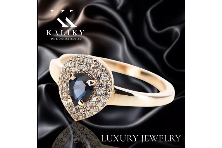 Vintage Sapphire Ring in 14K Rose Gold (crc011r-sp) — side view showing the setting