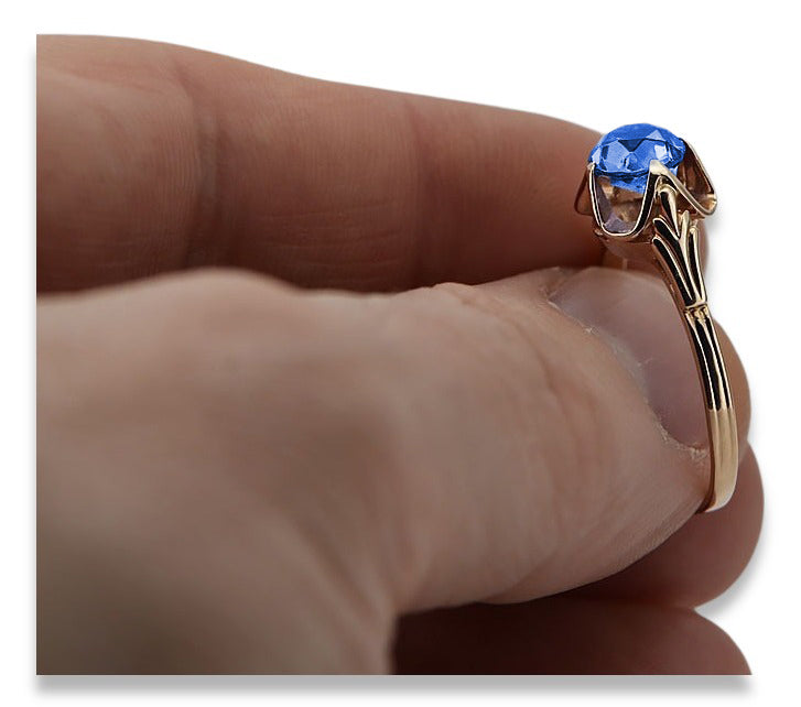 Vintage Sapphire Ring in 14K Rose Gold (vrc023r-sp) — close-up of the hallmark on the inner band