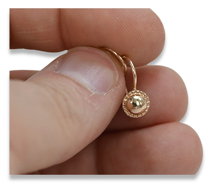 Vintage Ball Earrings in 14K Rose Gold (ven191) — full view of the piece