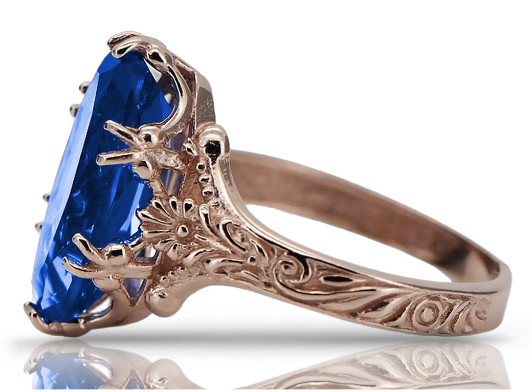 Vintage Sapphire Ring in 14K Rose Gold (vrc084r-sp) — full view of the piece