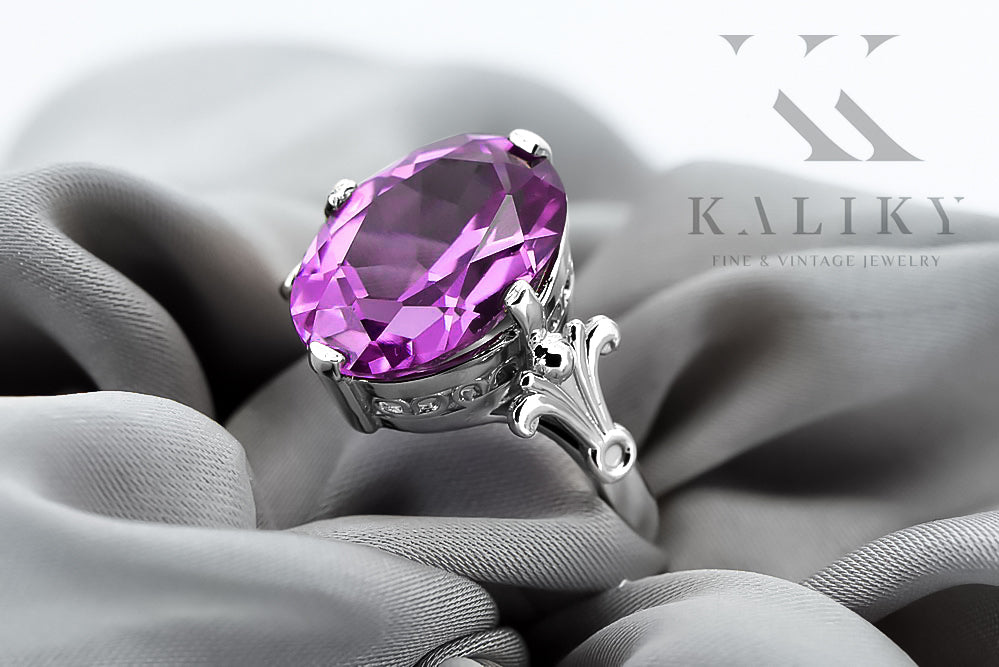 Vintage Amethyst Ring in Sterling Silver (vrc369s-am) — close-up of the hallmark on the inner band