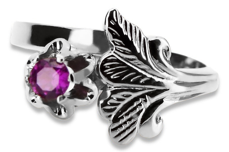 Vintage Ruby Ring in Sterling Silver (vrc169s-rb) — side view showing the setting