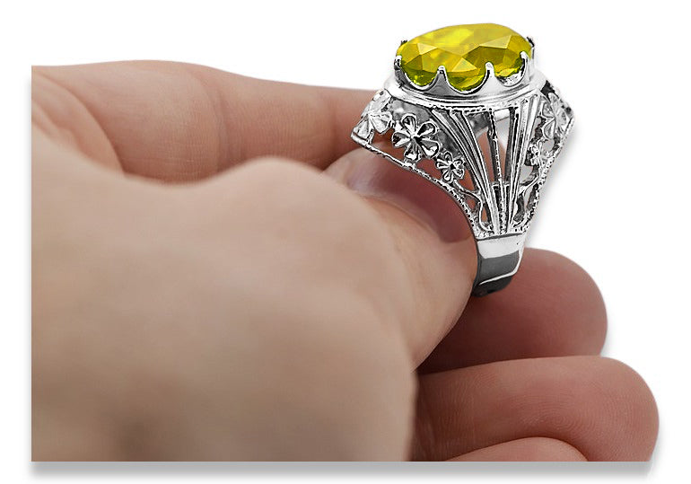 Vintage Yellow Peridot Ring in Sterling Silver (vrc031s-yp) — close-up of the hallmark on the inner band