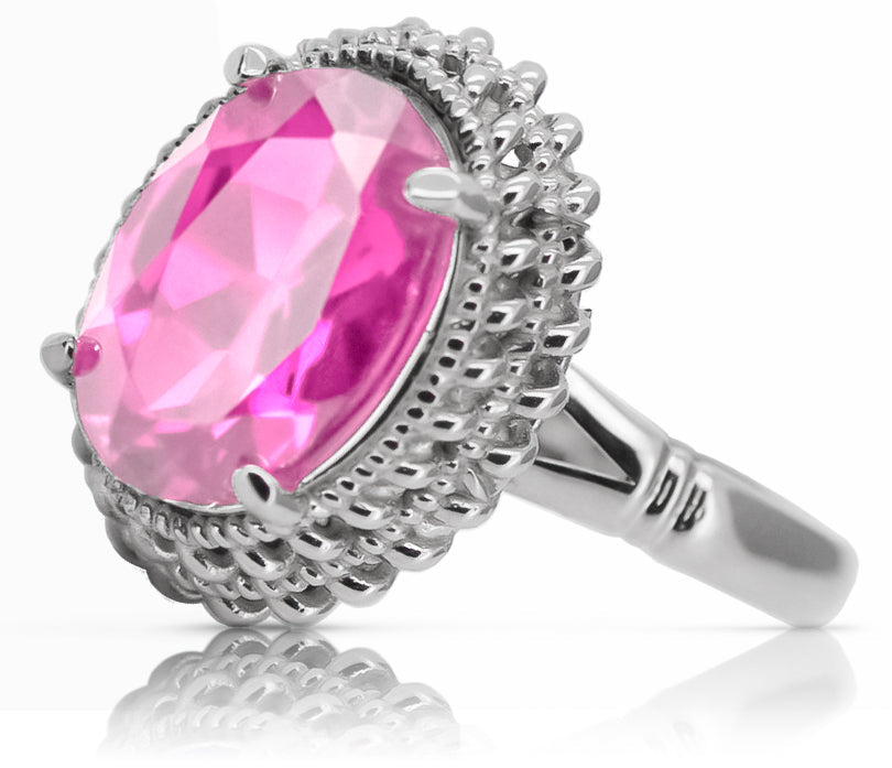Vintage Amethyst Amethist Ring in Sterling Silver (vrc068s-am) — full view of the piece