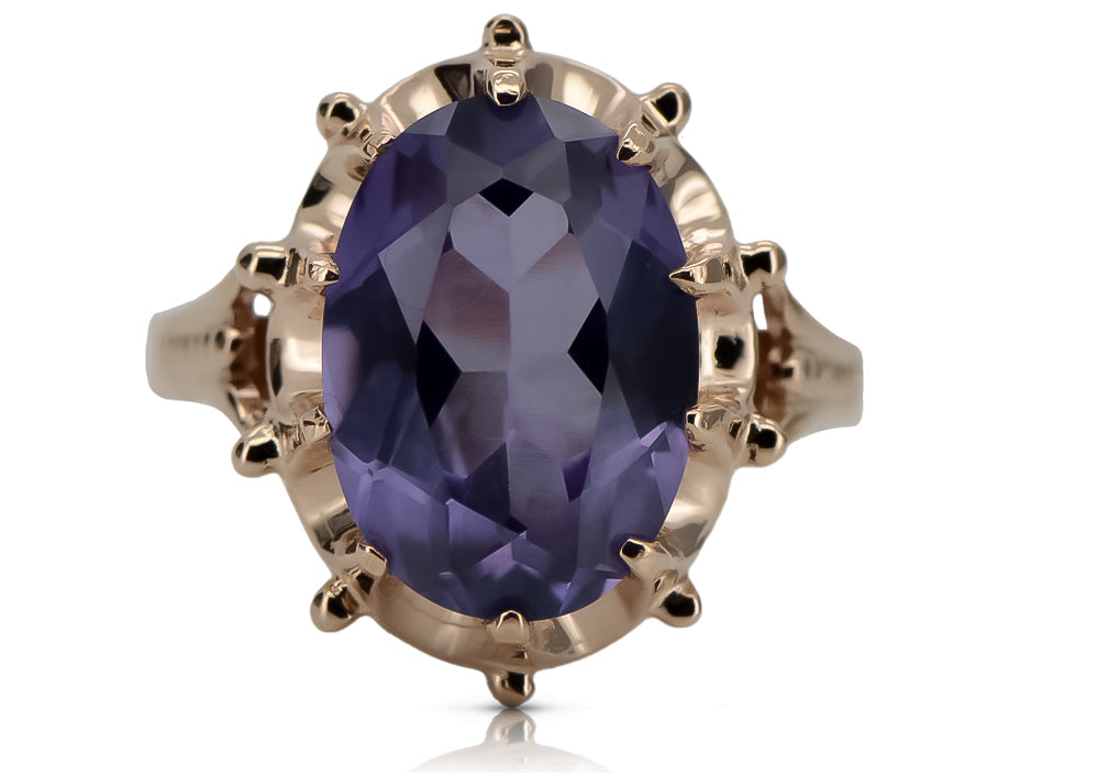 Vintage Alexandrite Ring in 14K Rose Gold (vrc079r-ax) — full view of the piece
