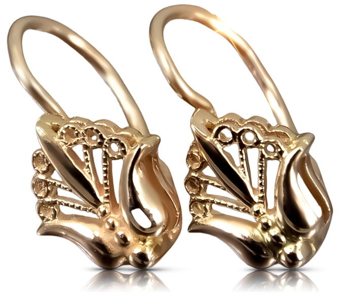 Vintage Flower Earrings in 14K Rose Gold (ven205)