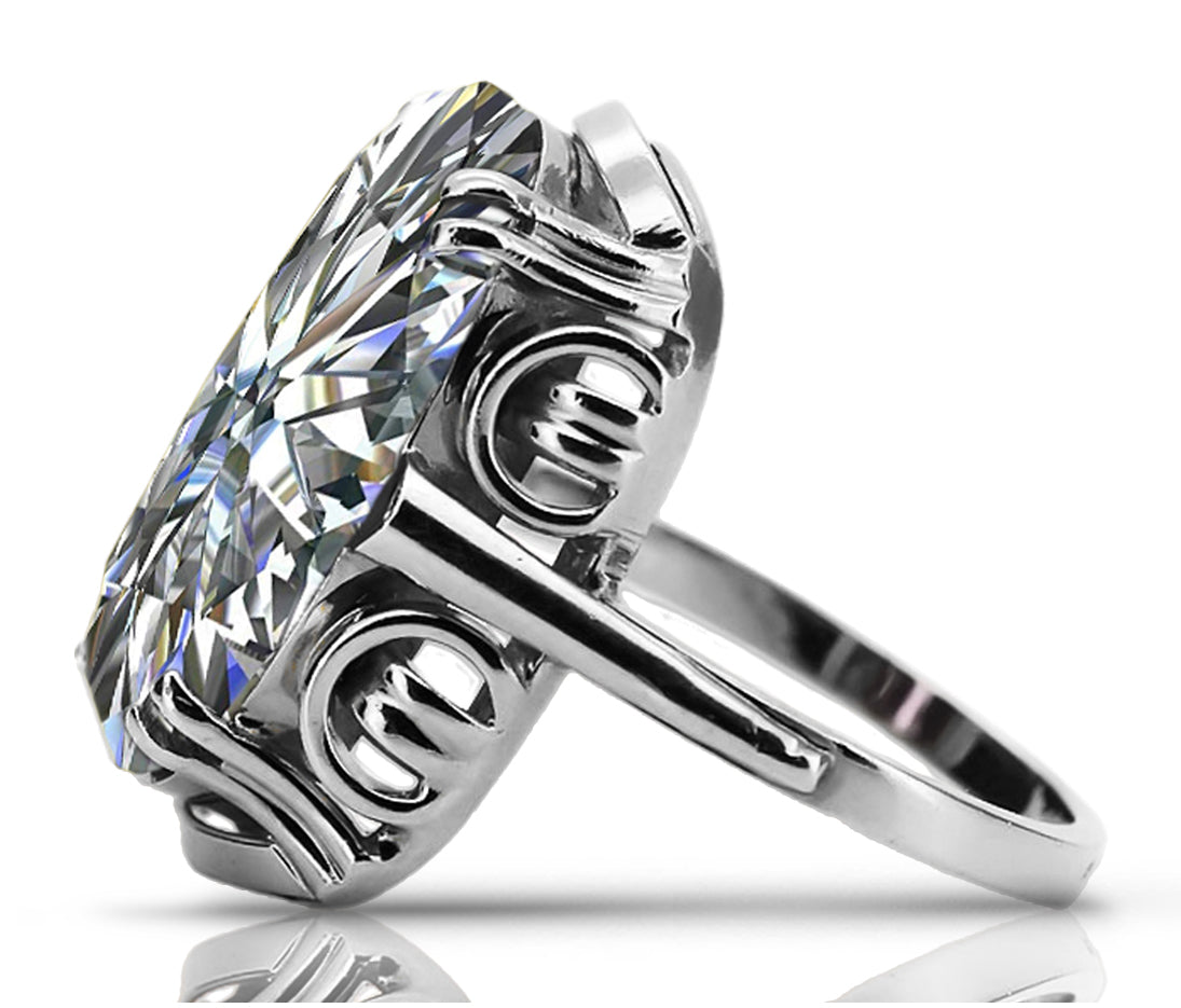 Vintage Zircon Cubic Ring in Sterling Silver (vrc038s-zi)