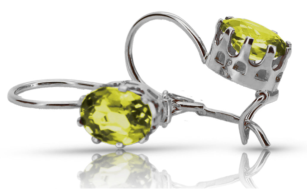 Vintage Yellow Peridot Earrings in Sterling Silver (vec196s-yp)