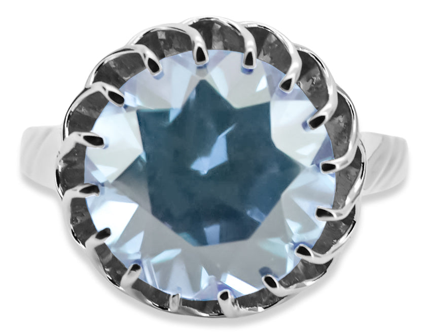 Vintage Aquamarine Craft Ring in Sterling Silver (vrc035s-aq) — side view showing the setting