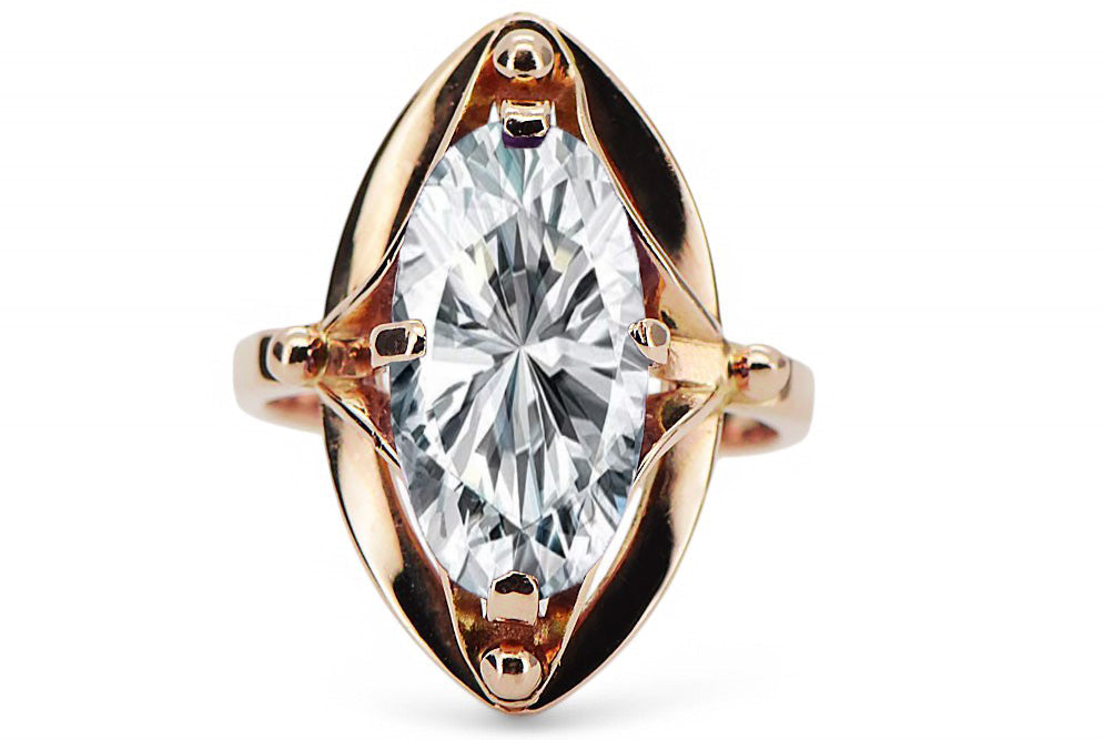Vintage Zircon Craft Ring in 14K Rose Gold (vrc047r-zi) — close-up of the stone and setting
