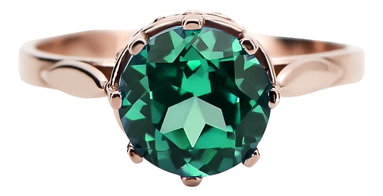 Vintage Emerald Craft Ring in 14K Rose Gold (vrc366r-em) — back view with the clasp