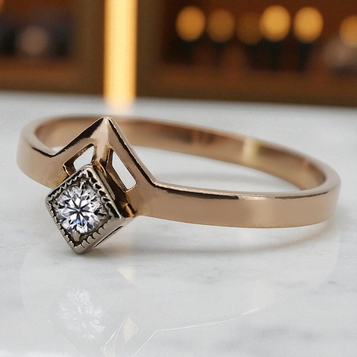 Vintage Zircon Ring in 14K Rose Gold (vrc313r-zi)