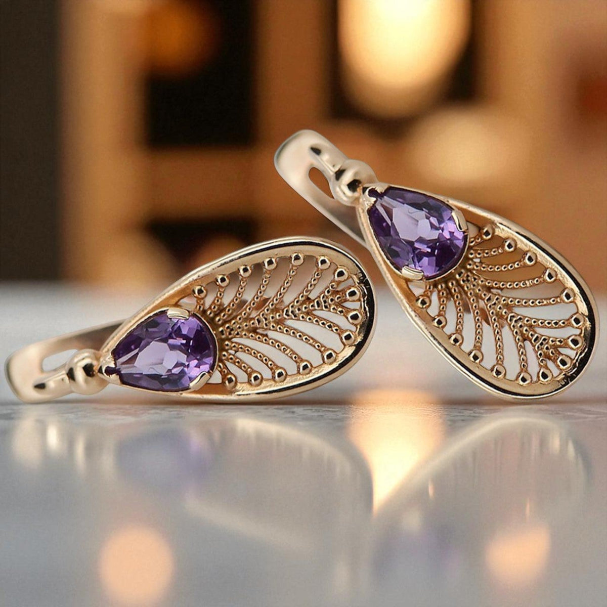 Vintage Alexandrite Earrings in 14K Rose Gold (vec067r-ax)