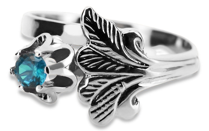 Vintage Aquamarine Ring in Sterling Silver (vrc169s-aq) — full view of the piece