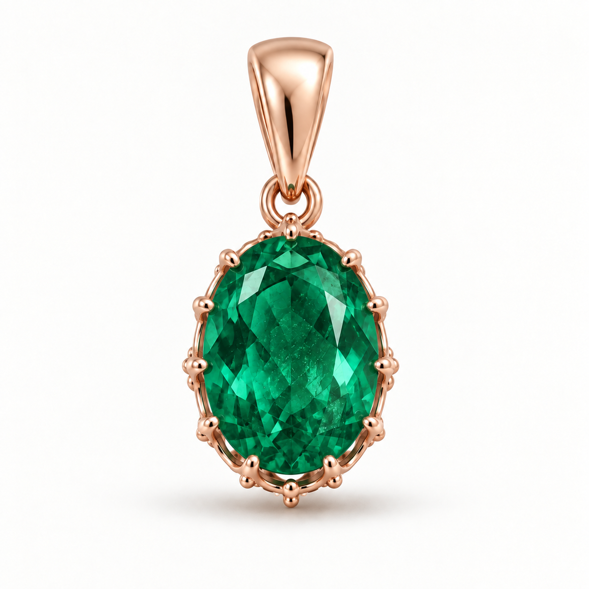 Vintage Emerald Craft Pendant in 14K Rose Gold (vpc008r-em)