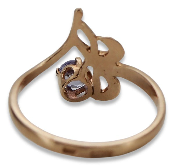 Vintage Zircon Cubic Ring in Rose Gold-Plated Sterling Silver (vrc095rp-zi) — worn on the hand, showing profile