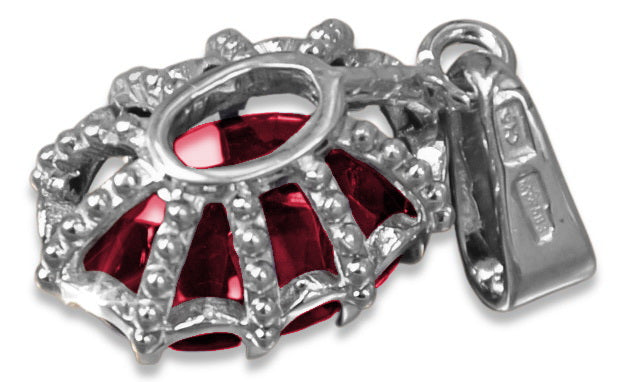 Vintage Ruby Pendant in Sterling Silver (vpc008s-rb) — full view of the piece