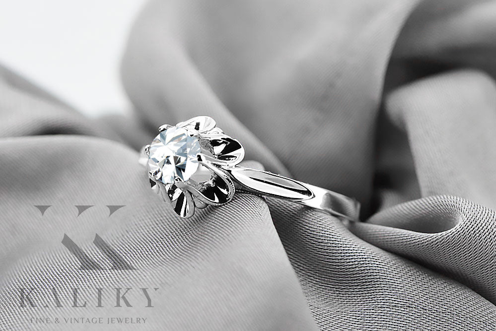 Vintage Zircon Ring in Sterling Silver (vrc004s-zi) — close-up of the hallmark on the inner band