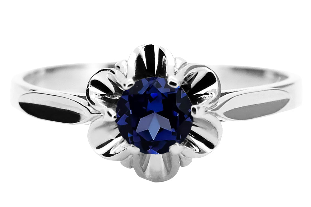 Vintage Sapphire Ring in Sterling Silver (vrc004s-sp) — full view of the piece