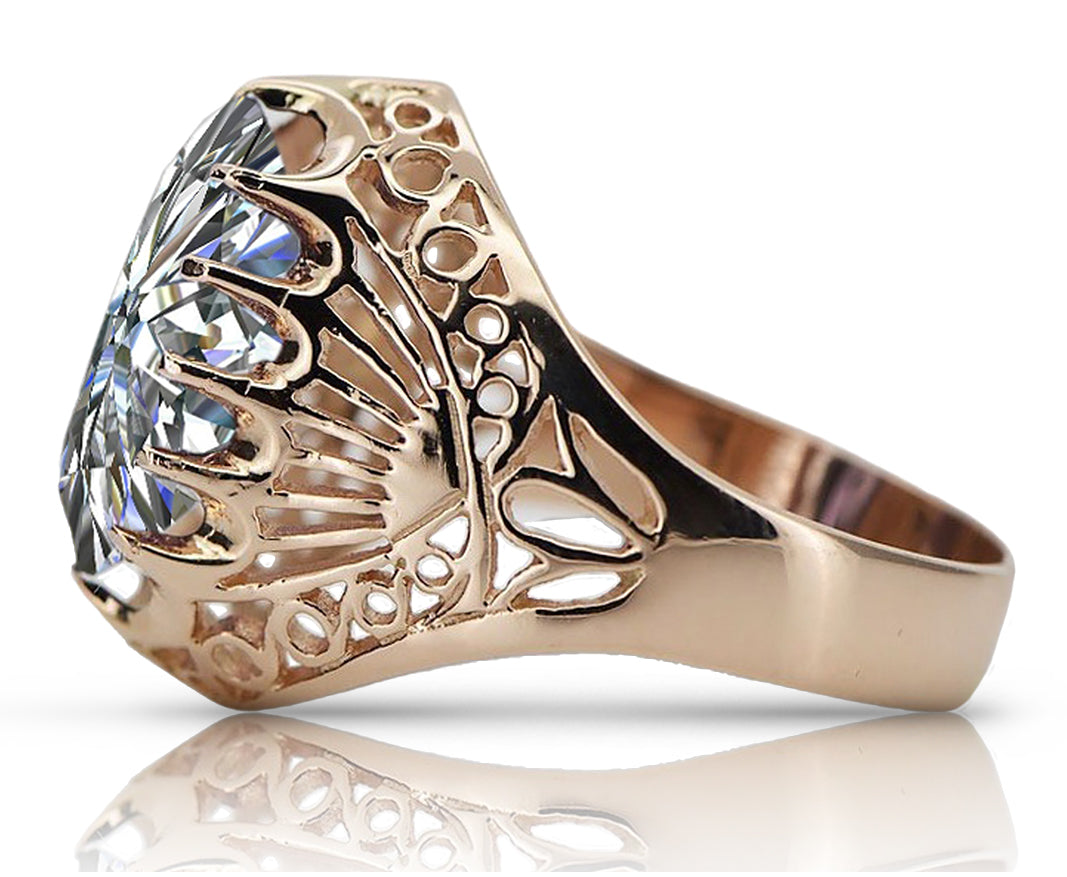 Vintage Zircon Ring in 14K Rose Gold (vrc020r-zi) — side view showing the setting