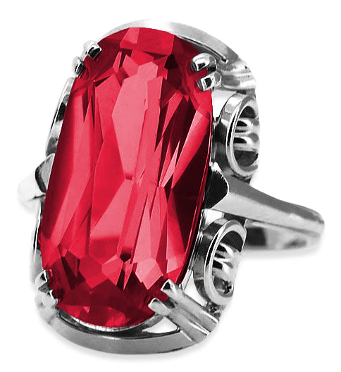 Vintage Ruby Ring in Sterling Silver (vrc038s-rb) — worn on the hand, showing profile