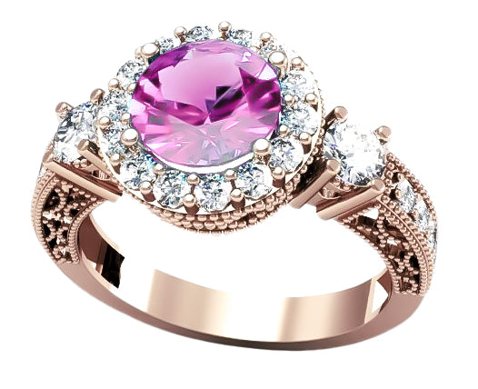 Vintage Amethyst Ring in 14K Rose Gold (crc003r-am) — full view of the piece