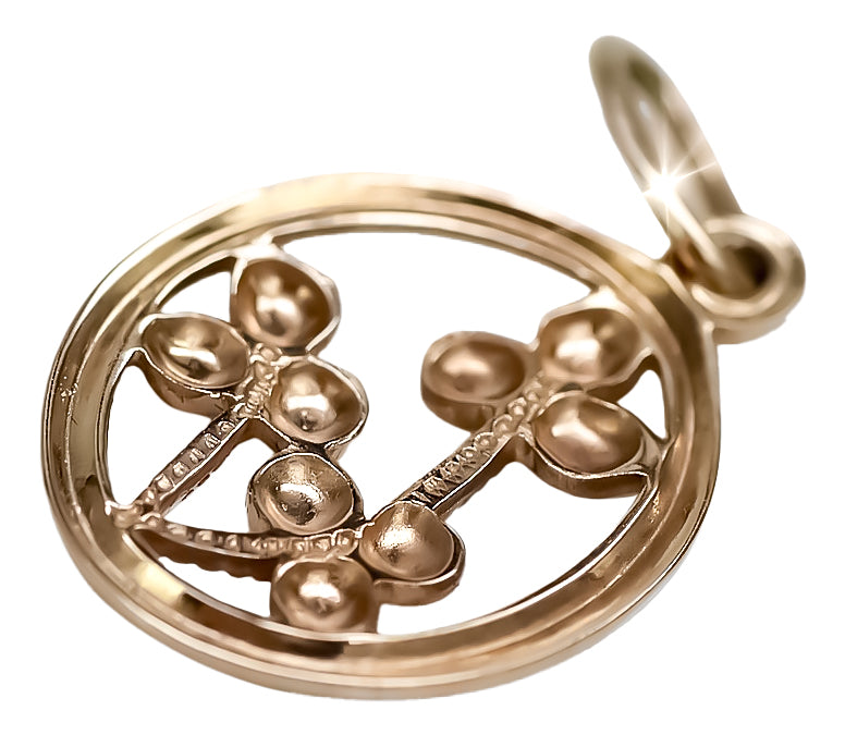 Vintage Leaf Pendant in 14K Rose Gold (vpn064) — side view showing the setting