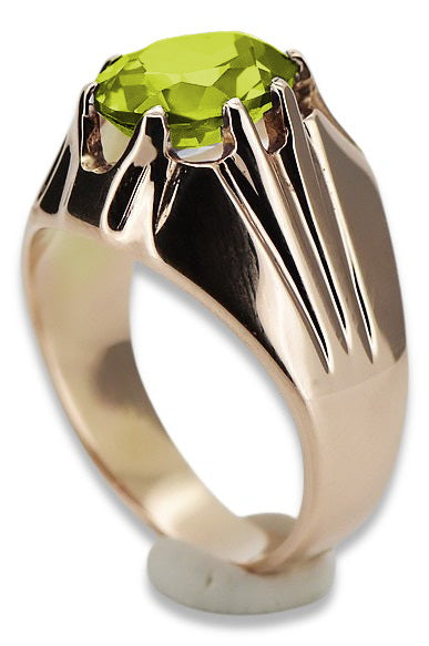 Vintage Yellow Peridot Ring in 14K Rose Gold (vrc016r-yp) — worn on the hand, showing profile