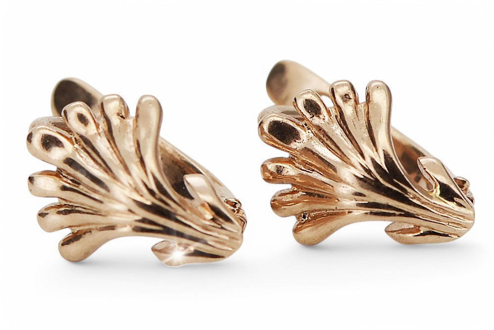 Vintage Leaf Earrings in 14K Rose Gold (ven211) — view 7