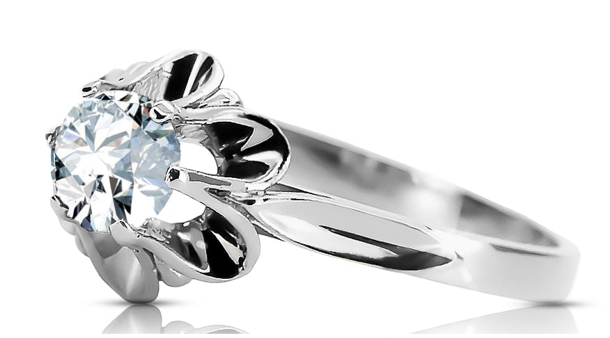 Vintage Zircon Ring in Sterling Silver (vrc004s-zi) — worn on the hand, showing profile