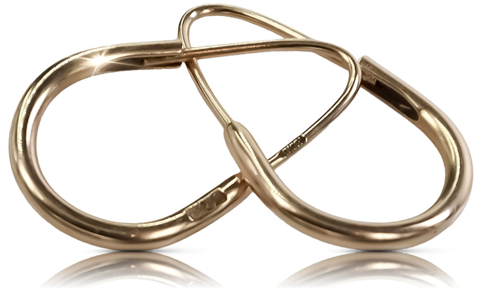 Vintage Hoops Earrings in 14K Rose Gold (ven057) — close-up of the stone and setting
