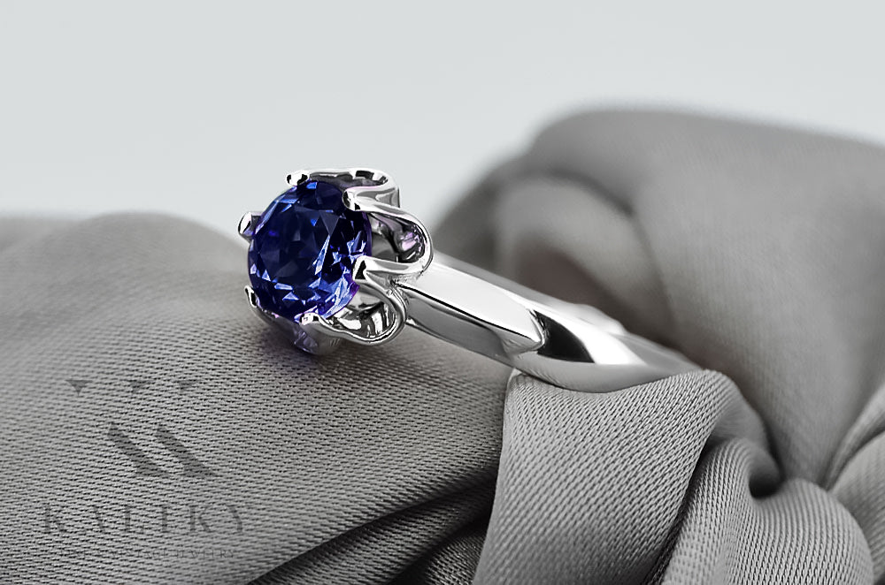 Vintage Sapphire Polish Ring in Sterling Silver (vrc122s-sp) — full view of the piece