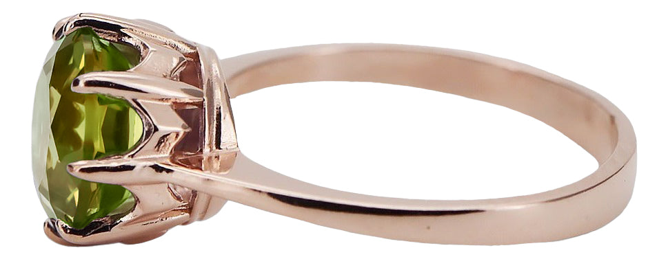Vintage Yellow Peridot Craft Ring in 14K Rose Gold (vrc157r-yp) — full view of the piece
