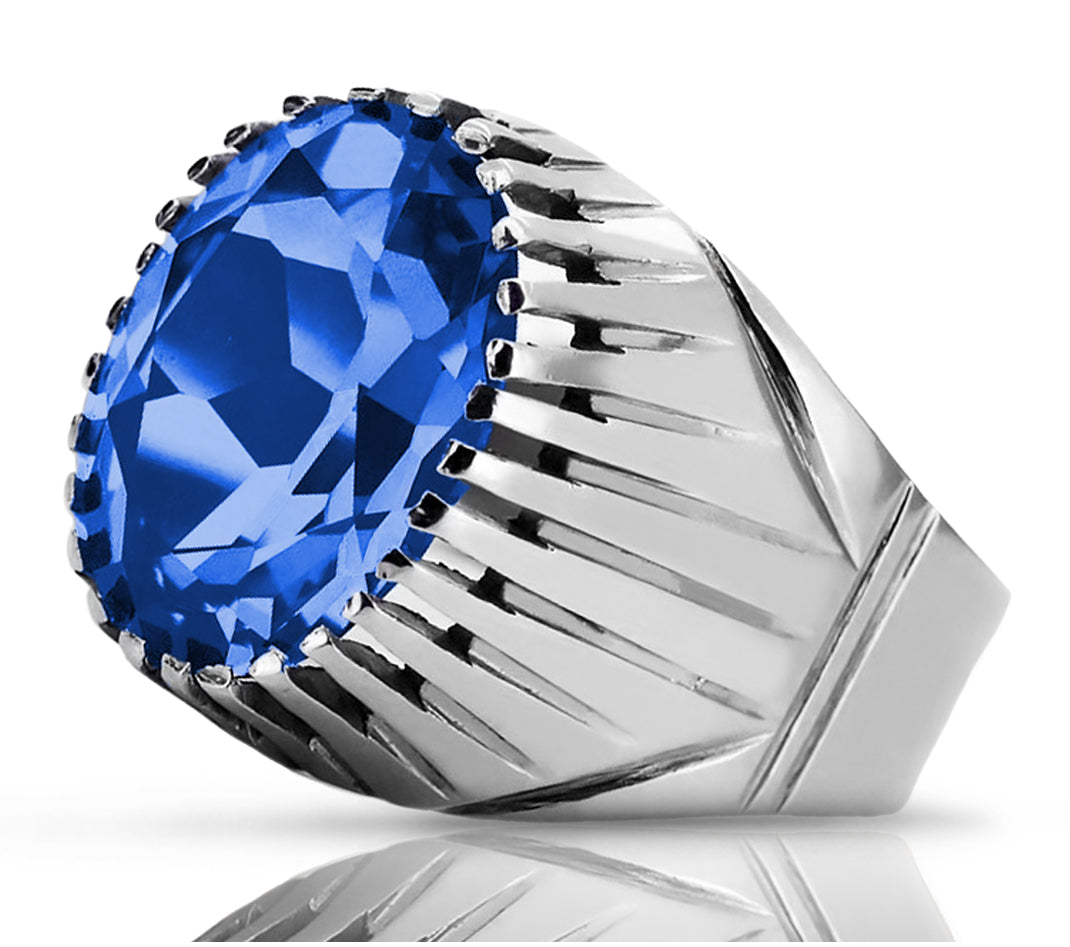 Vintage Sapphire Ring in Sterling Silver (vrc048s-sp)