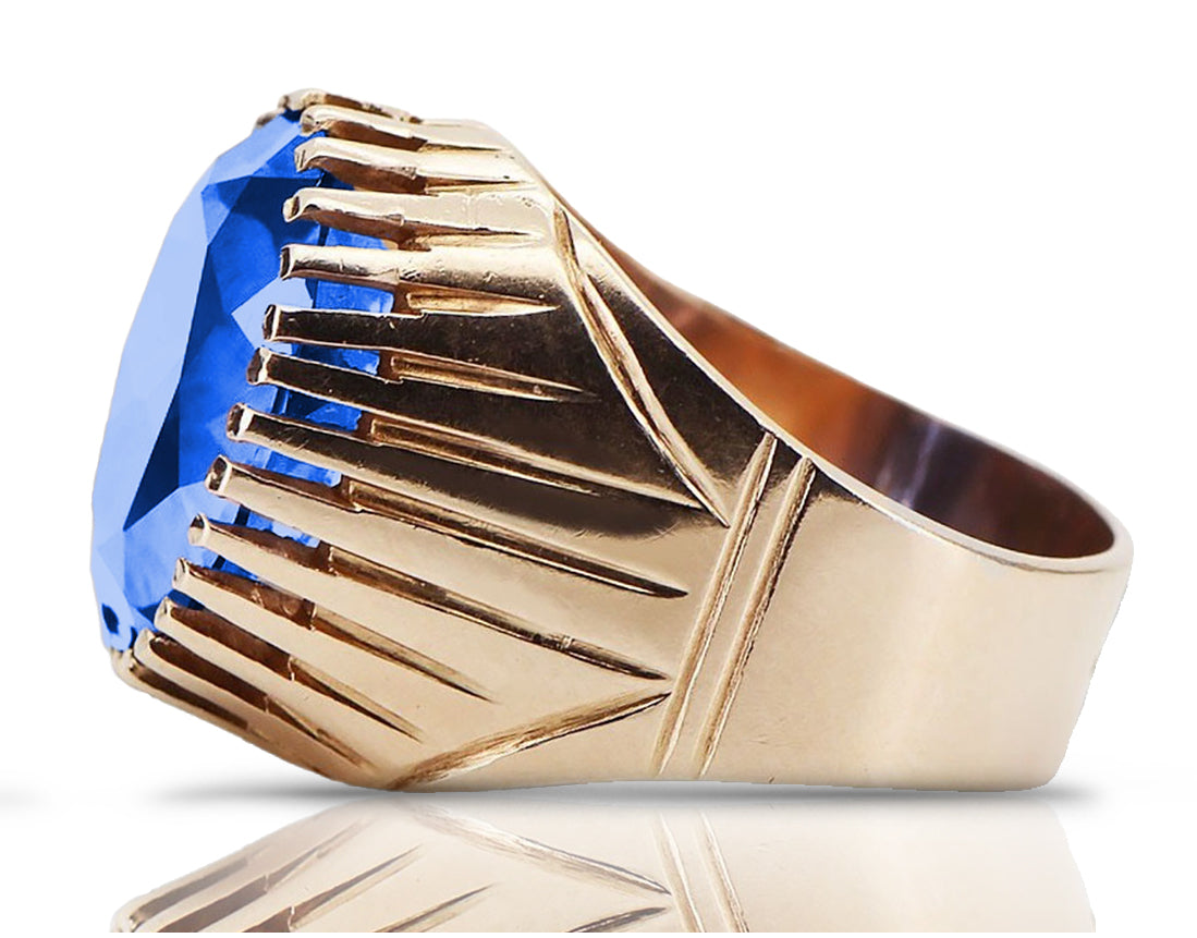 Vintage Sapphire Ring in 14K Rose Gold (vrc048r-sp) — side view showing the setting