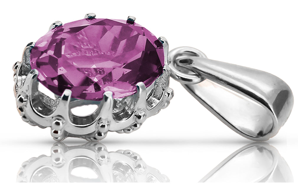 Vintage Amethyst Pendant in Sterling Silver (vpc008s-am)