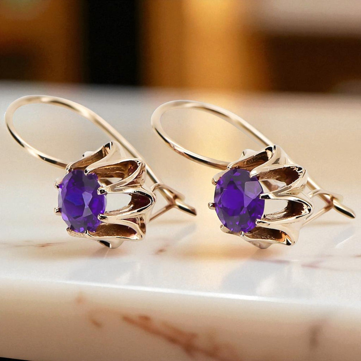 Vintage Alexandrite Earrings in 14K Rose Gold (vec092r-ax)