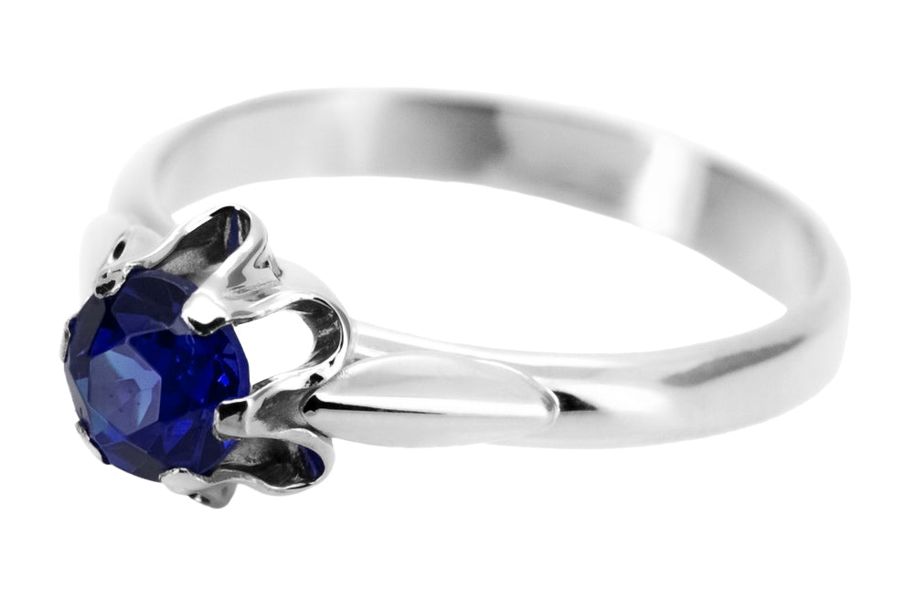 Vintage Sapphire Ring in Sterling Silver (vrc094s-sp) — side view showing the setting
