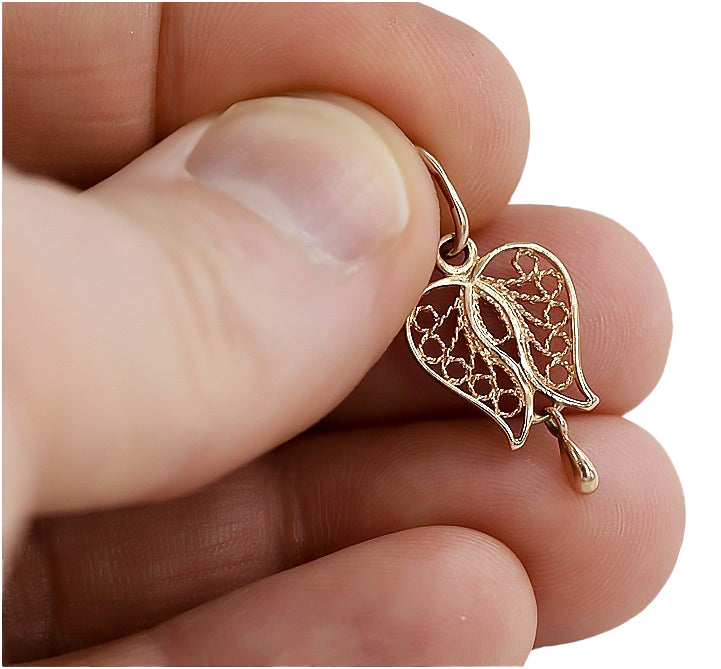 Vintage Leaf Pendant in 14K Rose Gold (vpn025) — view 3