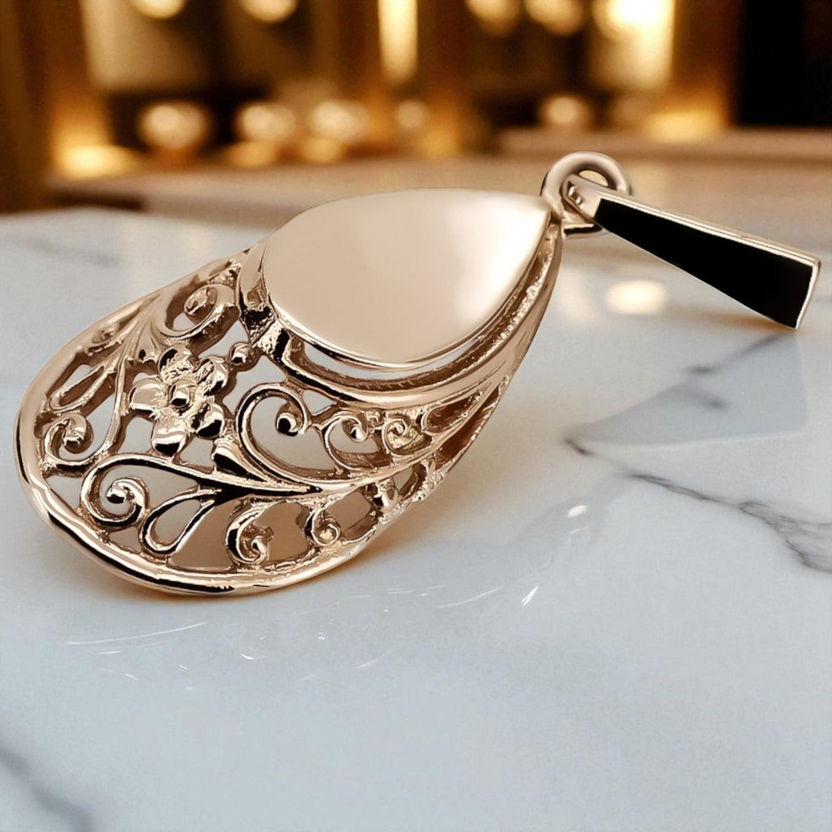 Vintage Horseshoe Pendant in Rose Gold-Plated Sterling Silver (vpn074rp)