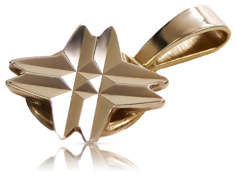 Vintage Star Pendant in 14K Rose Gold (vpn093) — close-up of the hallmark on the inner band
