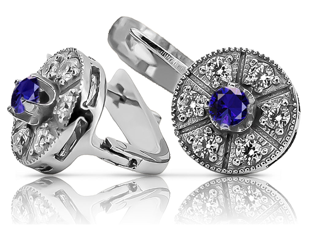 Vintage Sapphire Earrings in 14K White Gold (vec161w-sp)