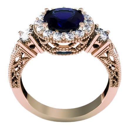 Vintage Sapphire Ring in 14K Rose Gold (crc003r-sp)