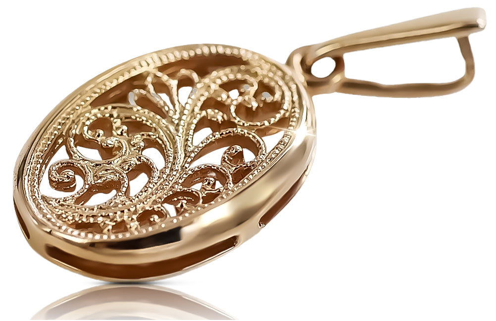 Vintage Oval Pendant in Rose Gold-Plated Sterling Silver (vpn088rp) — view 5