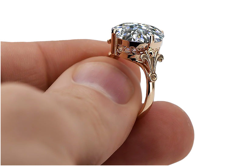 Vintage Zircon Craft Ring in 14K Rose Gold (vrc369r-zi) — side view showing the setting