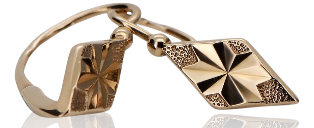 Vintage Square Earrings in 14K Rose Gold (ven060) — view 3