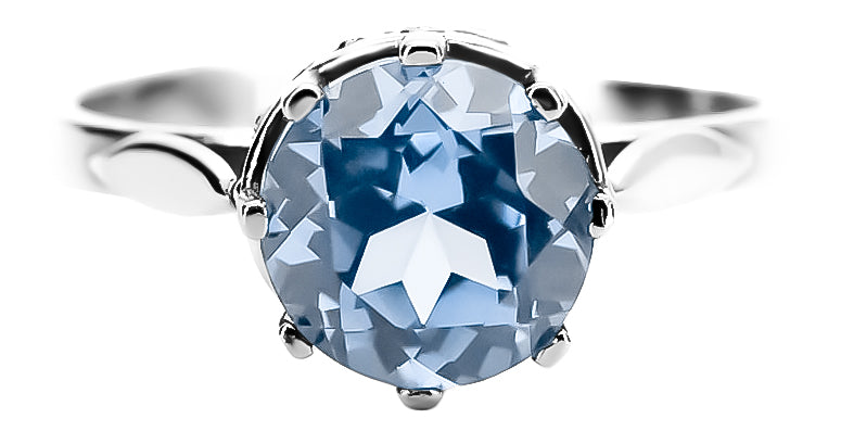 Vintage Aquamarine Ring in Sterling Silver (vrc366s-aq) — side view showing the setting