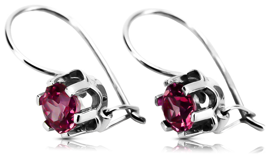 Vintage Ruby Earrings in Sterling Silver (vec019s-rb)