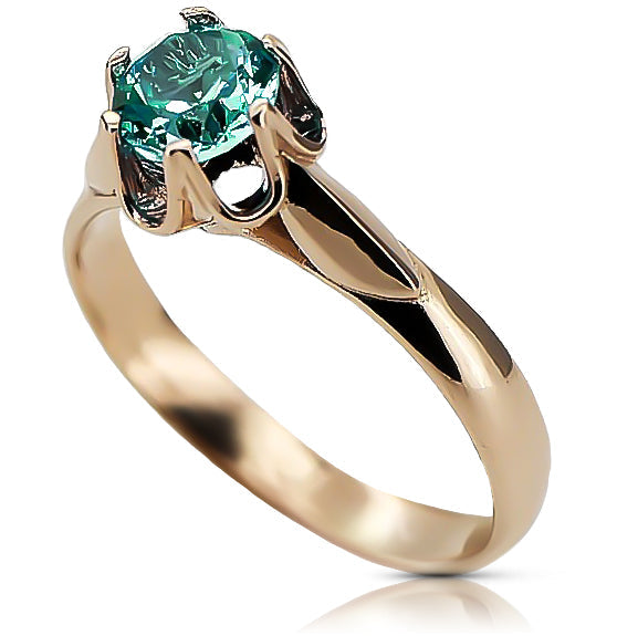 Vintage Emerald Ring in 14K Rose Gold (vrc122r-em) — full view of the piece